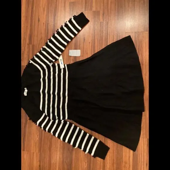 NWT New Eliza J Black White Striped Sweater Dress XL - Picture 5 of 6
